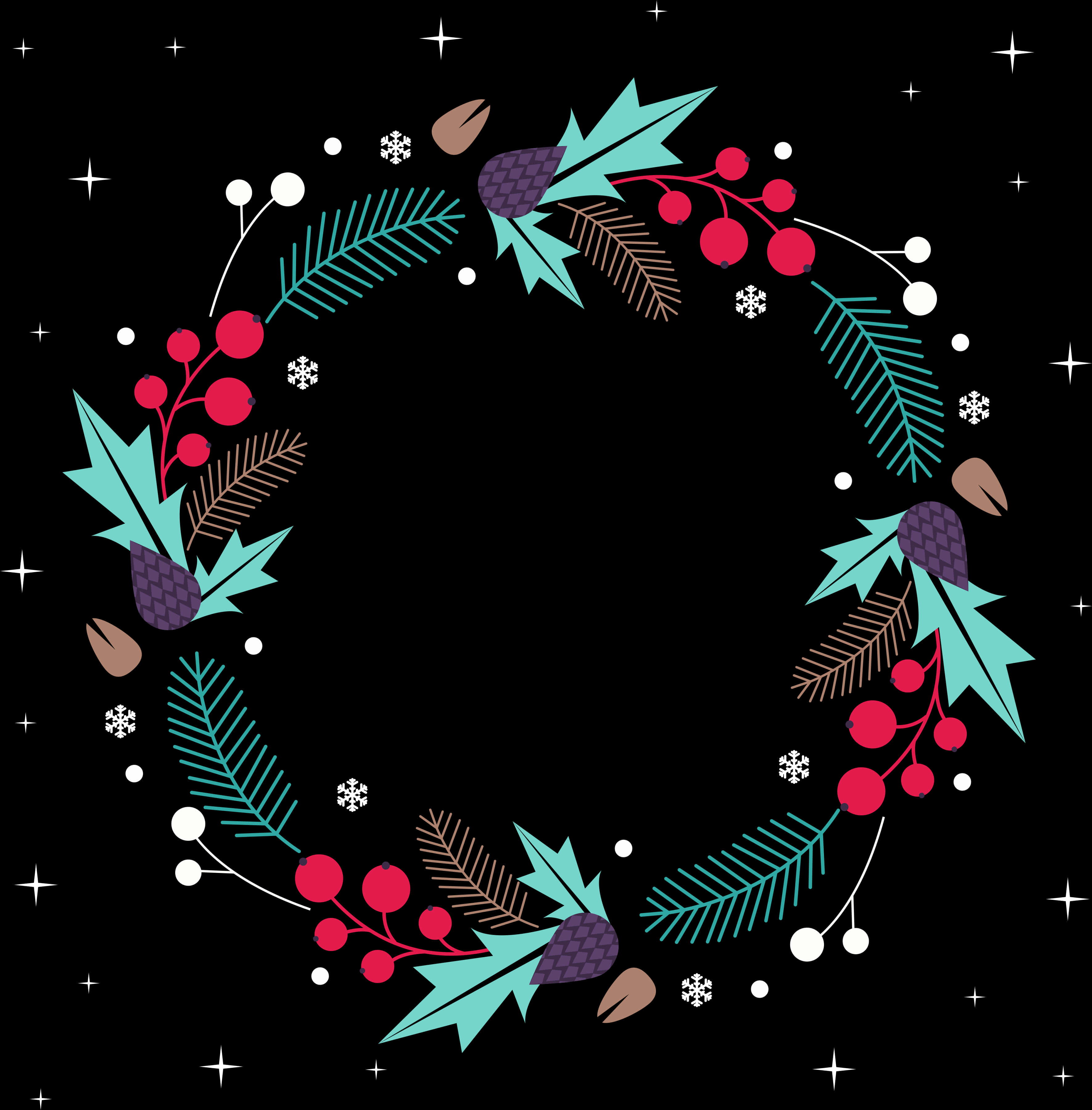 Festive Holiday Wreath Illustration