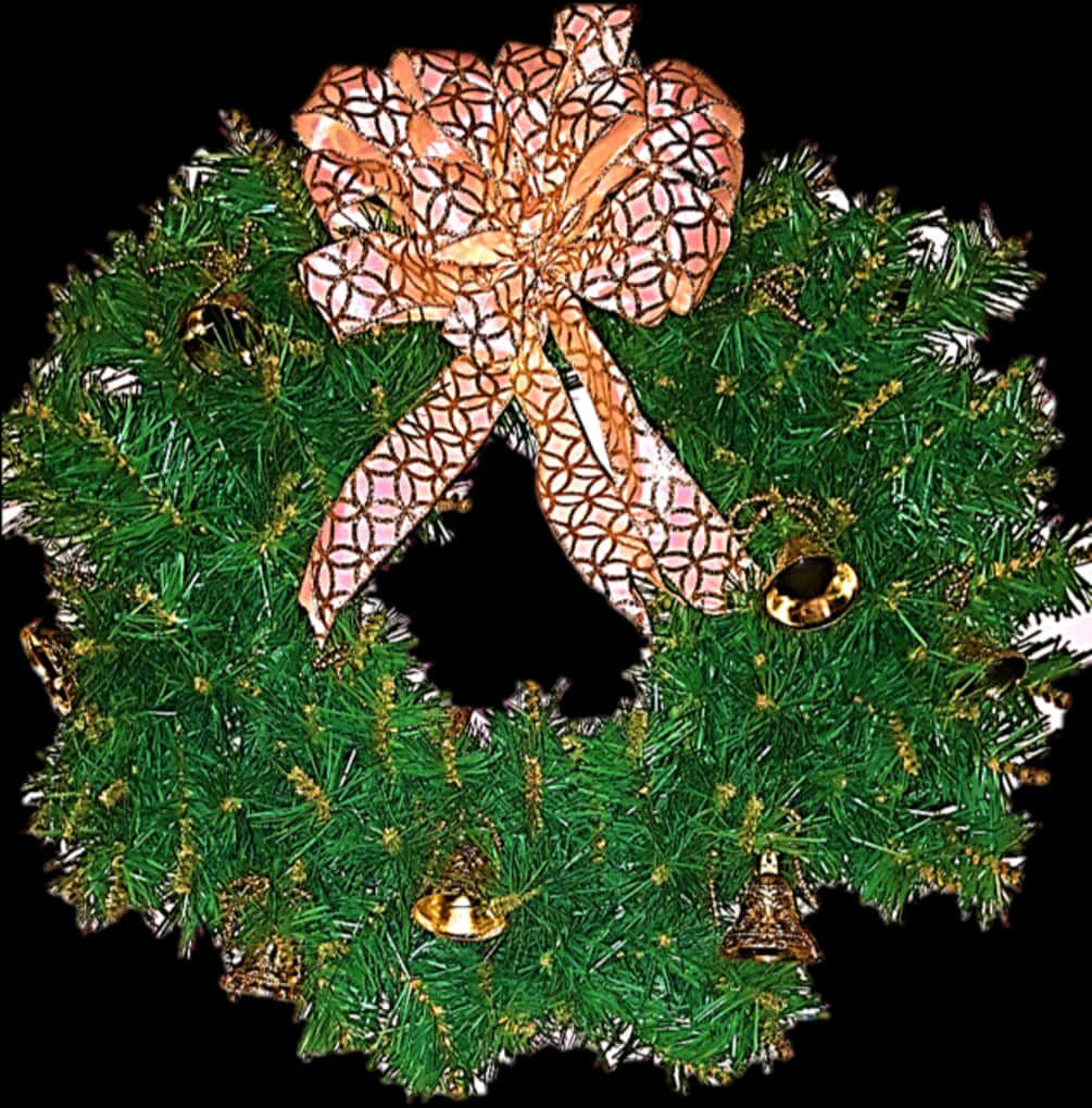 Festive Holiday Wreathwith Pink Bow