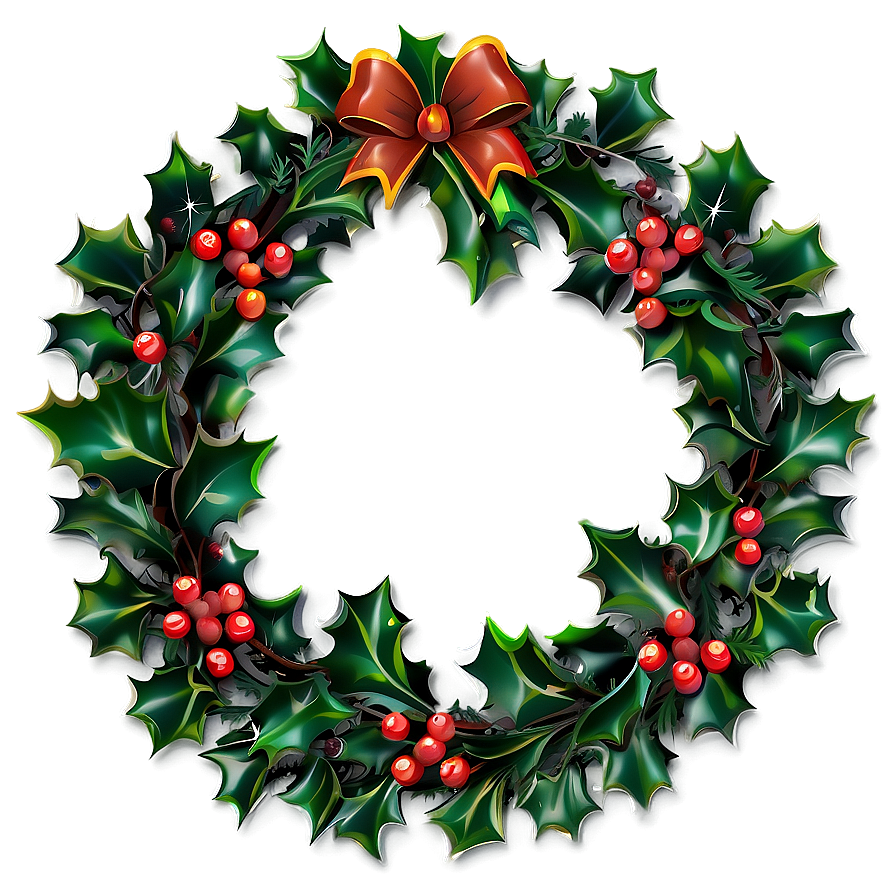 Festive Holly Wreath Png 24