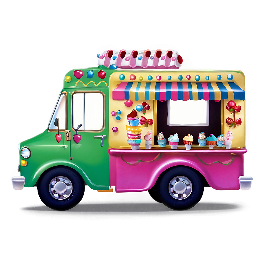 Festive Ice Cream Truck Decor Png Uml