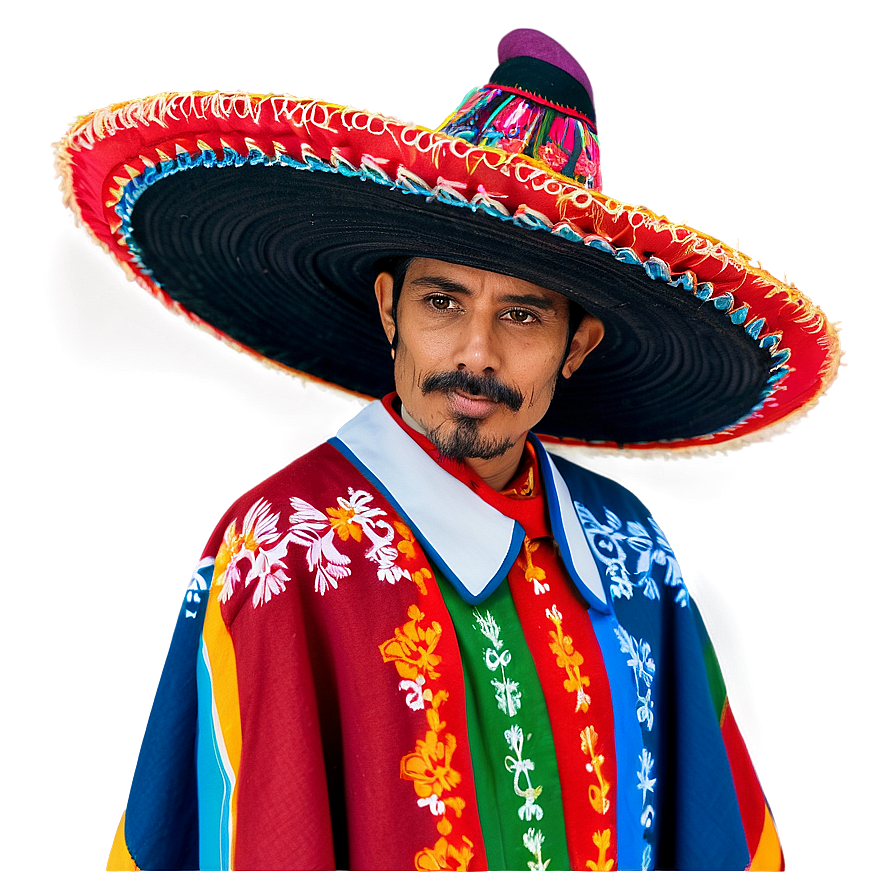 Festive Mexican Poncho Outfit Png 9