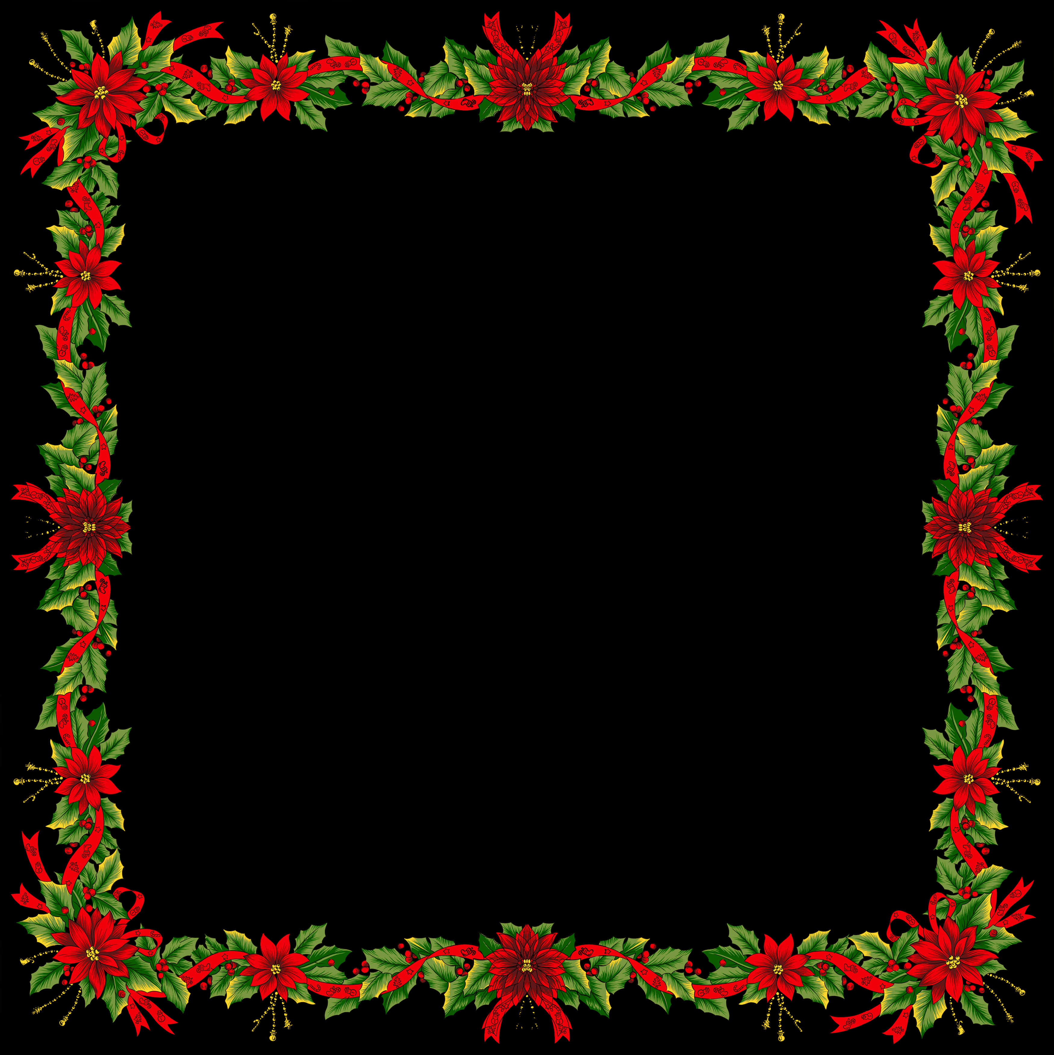 Festive Poinsettia Christmas Border
