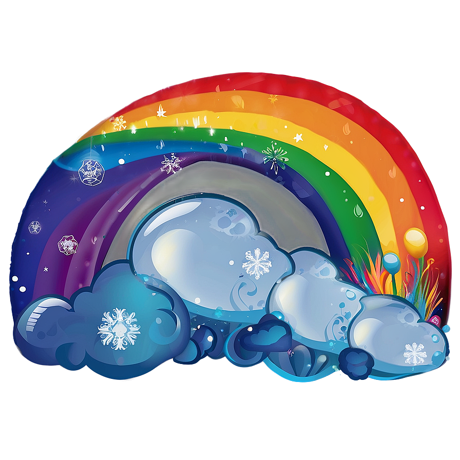 Festive Rainbow With Clouds Png 63