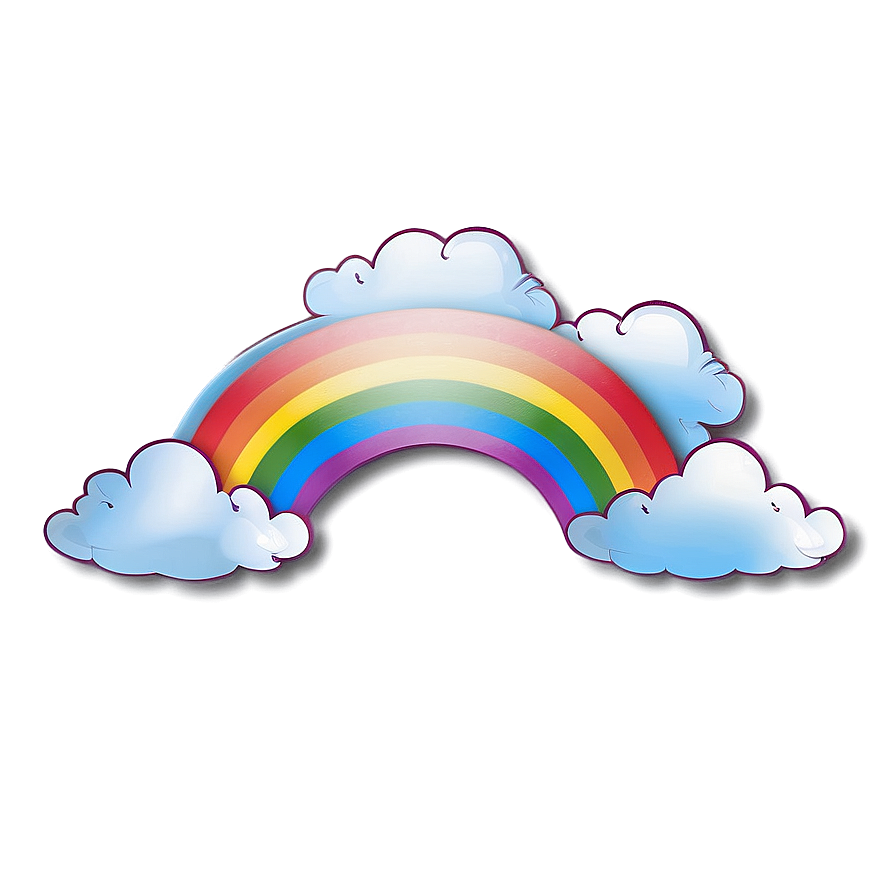 Festive Rainbow With Clouds Png Qtq36