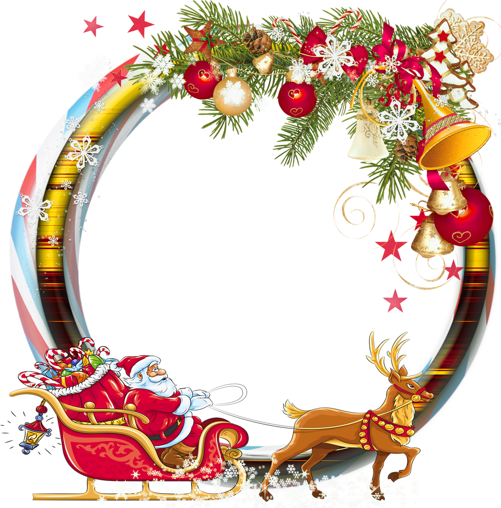 Festive Santa Sleigh Christmas Frame