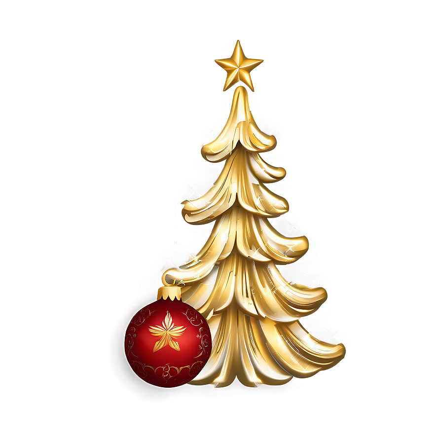 Festive Shimmering Gold Christmas Tree Png Uqt