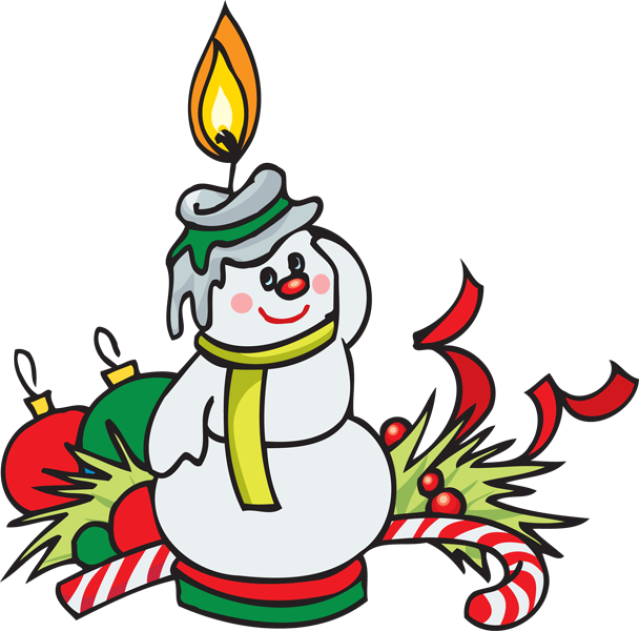 Festive Snowman Candle Clipart