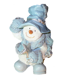 Festive Snowman Figurinewith Blue Hat