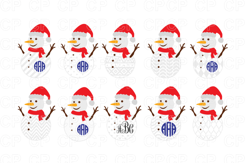 Festive_ Snowmen_ Pattern_ Clipart