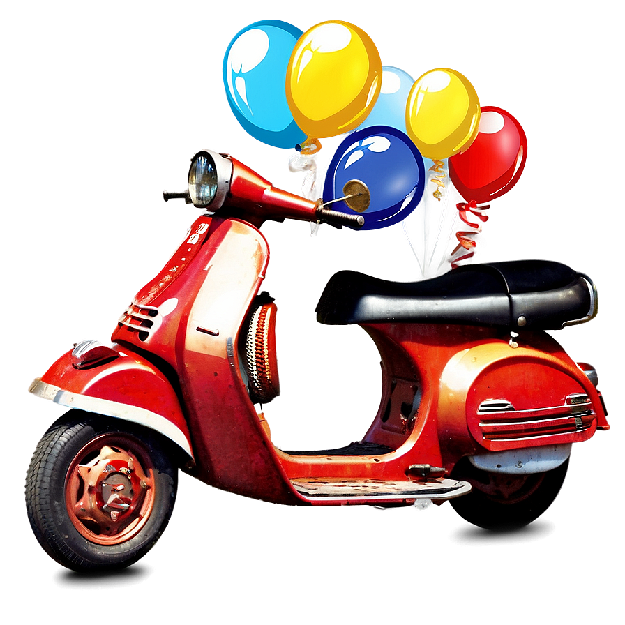 Festive Vespa With Balloons Png 06252024