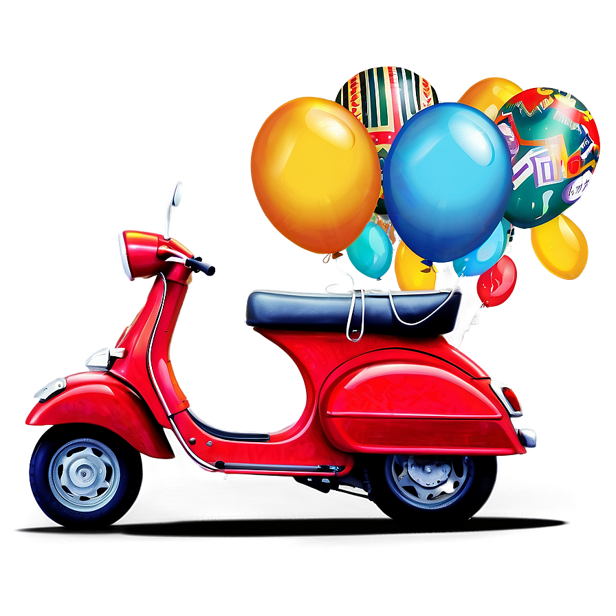 Festive Vespa With Balloons Png Bms80