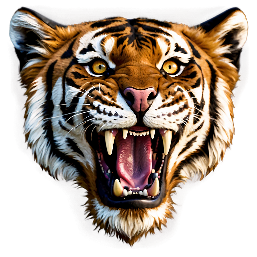 Fierce Tiger Face Design Png 96