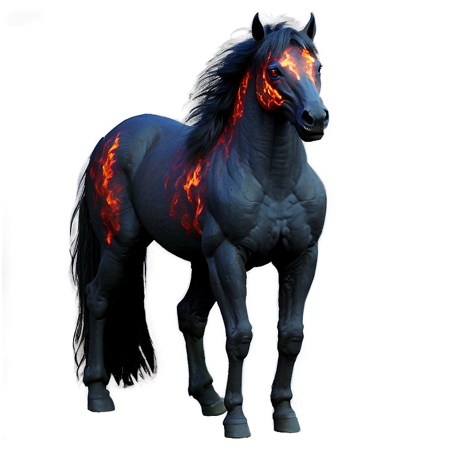 Fiery-eyed Black Nightmare Horse Png 06262024