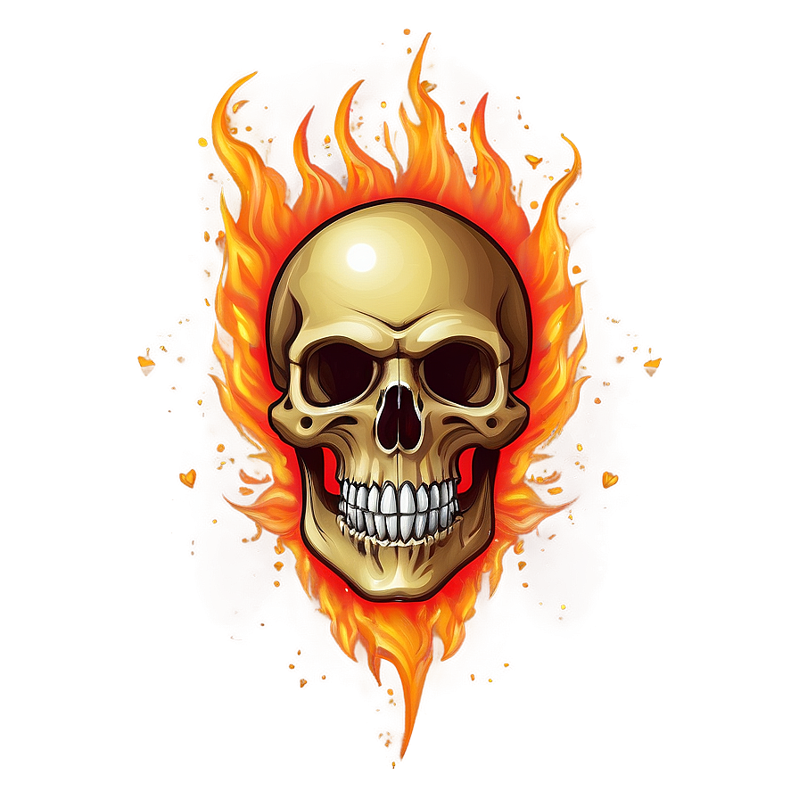 Fiery Skull Illustration Png B