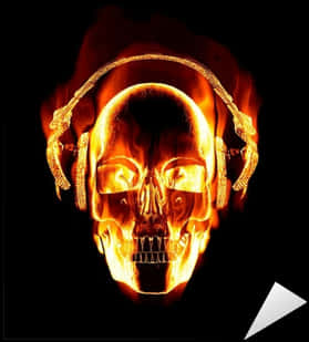 Fiery Skullwith Headphones