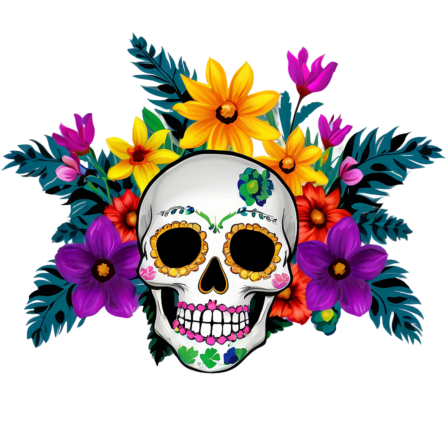 Fiesta Skulls And Flowers Png Qbc