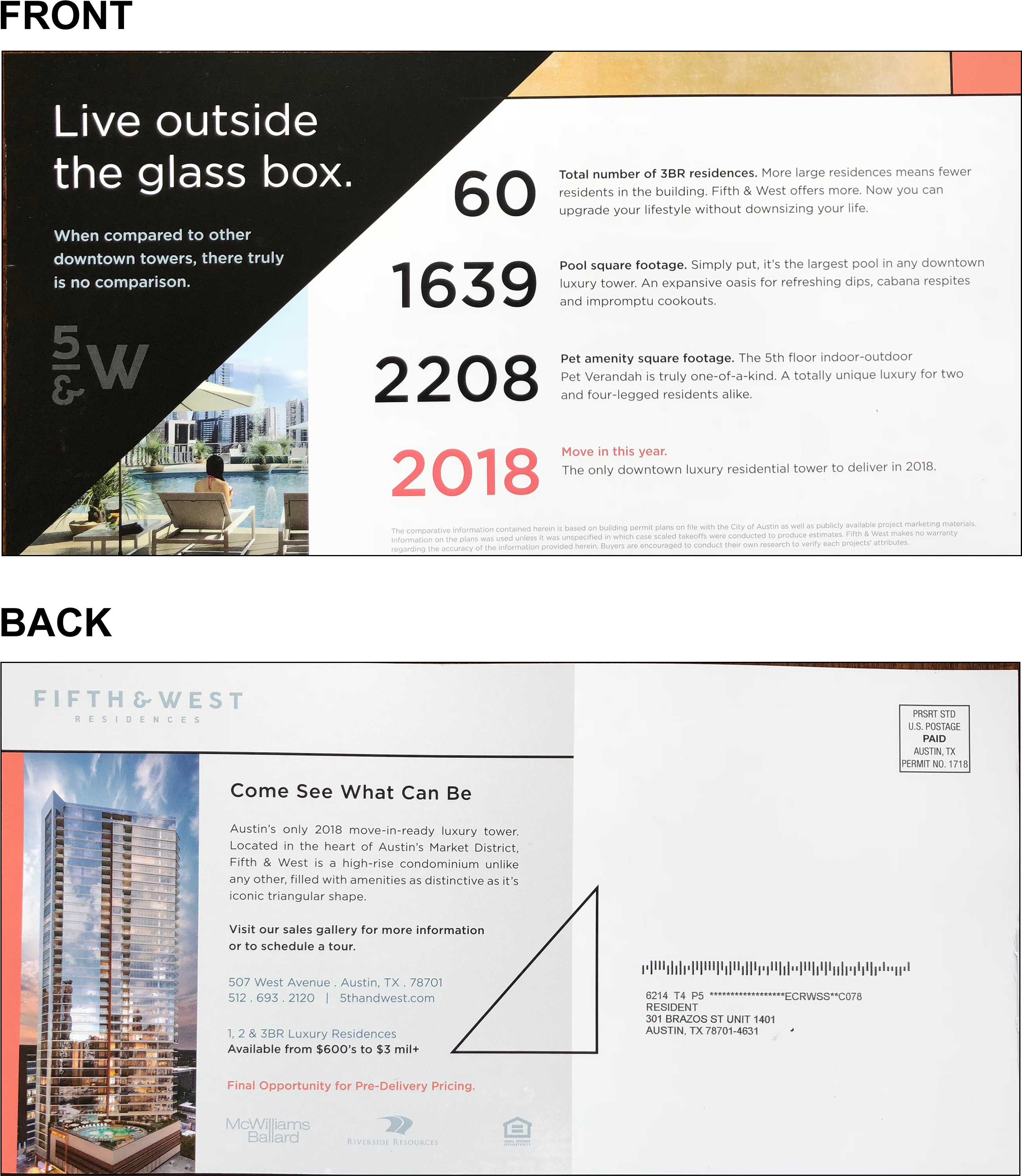 Fifthand West Residences Promotional Mailer