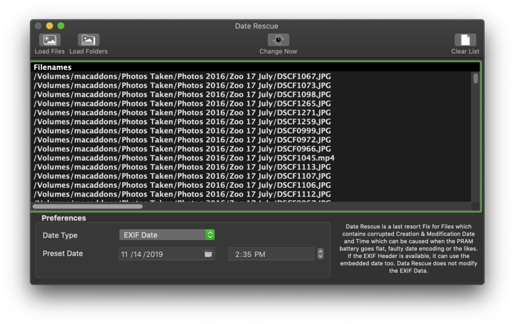 File Date Rescue Software Screenshot