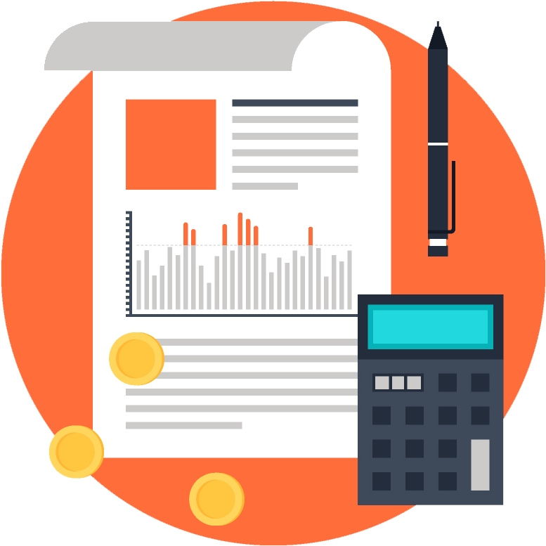 Financial Reportand Calculator Illustration