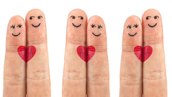 Finger Couple With Hearts