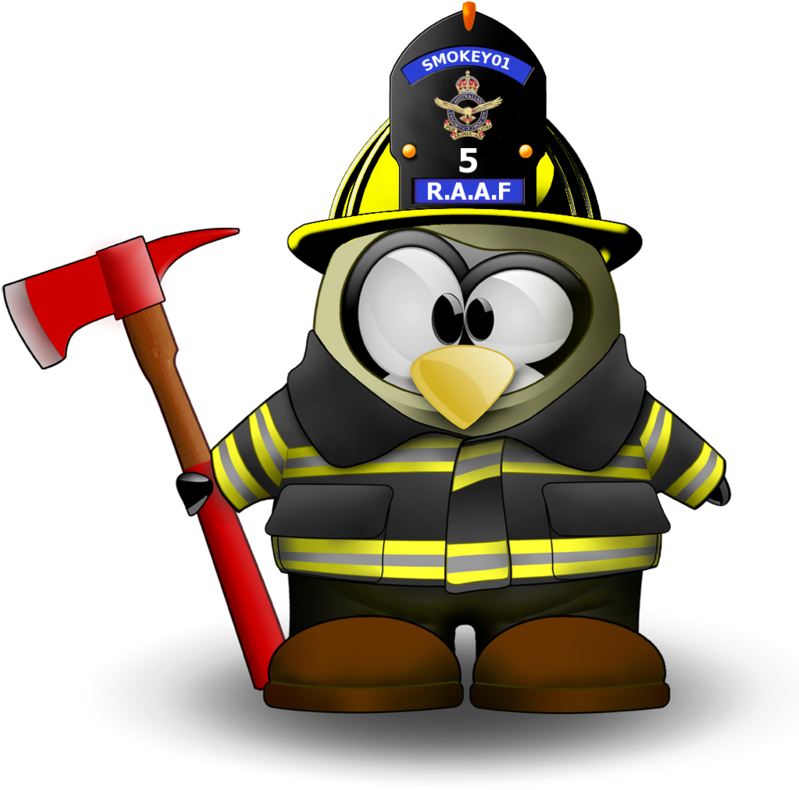 Firefighter Penguin Cartoon Character