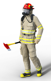 Firefighterin Full Gearwith Axe