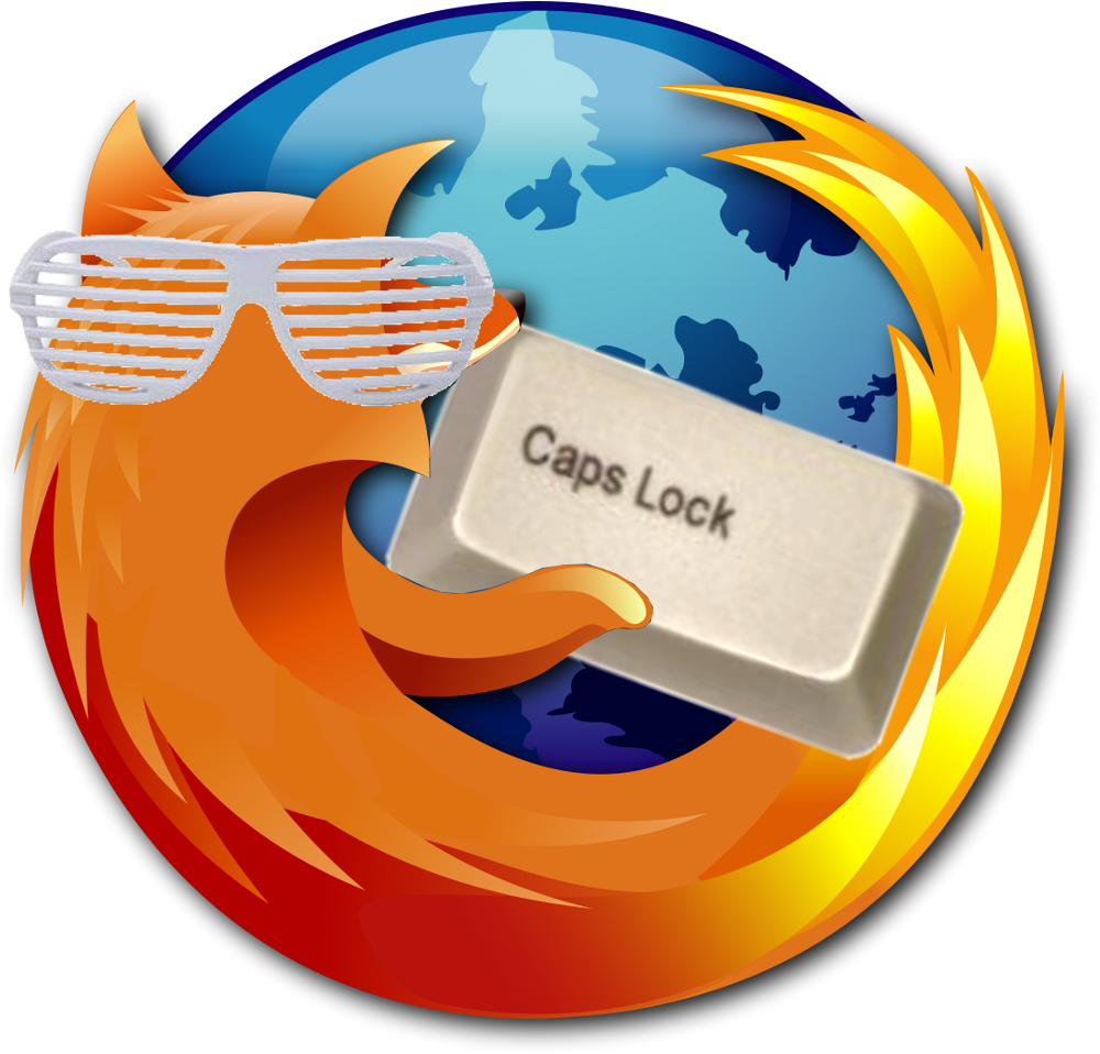 Firefox Mascot With Caps Lock Keyand Sunglasses