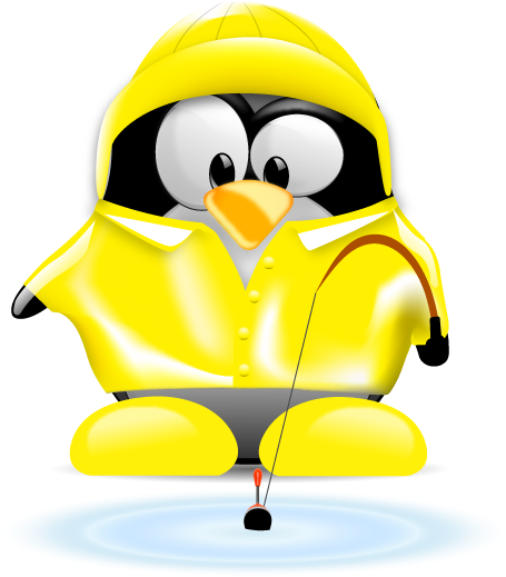 Fishing Tux Penguin Linux Mascot
