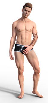 Fit Manin Underwearwith Tattoo