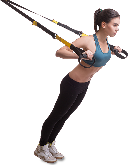 Fitness Enthusiast Using Suspension Trainer