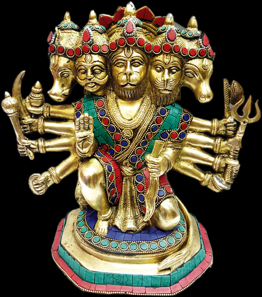 Five Faced Hanuman Statue