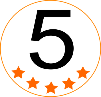 Five Orange Stars Circle Graphic