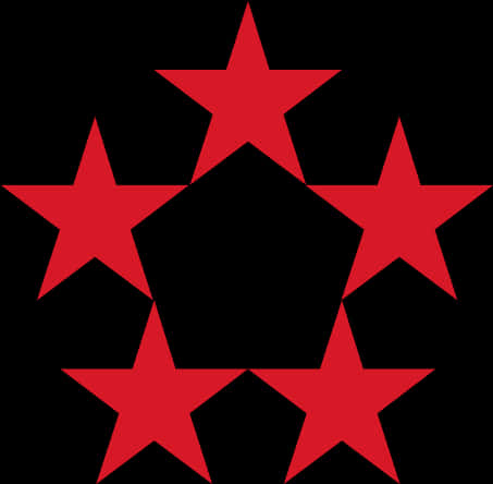 Five Red Stars Black Background