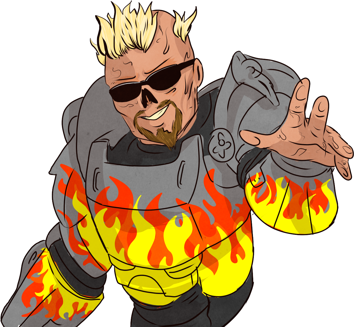 Flame Armed Cartoon Character