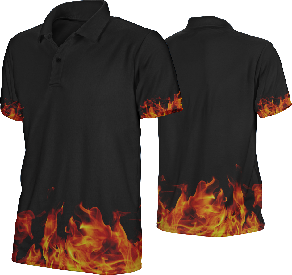 Flame Design Black Polo Shirt