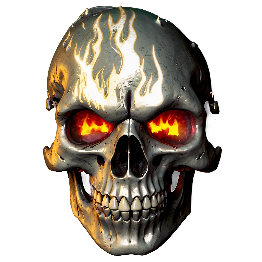 Flames Skull Face Image Png Qpd