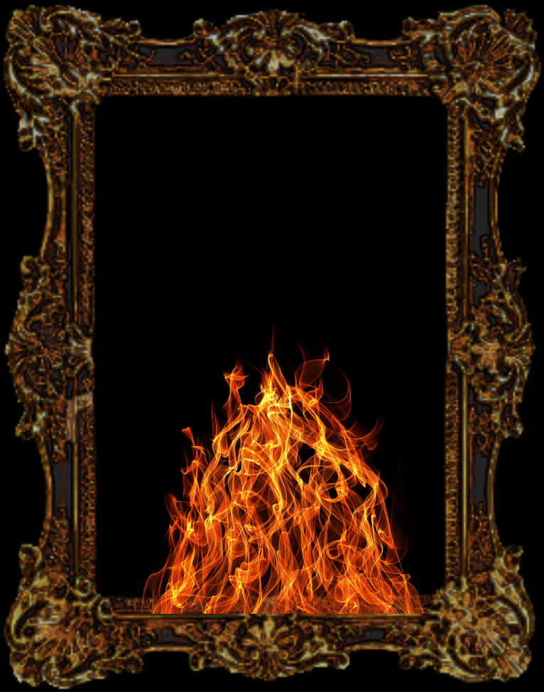 Flaming Artworkin Ornate Frame