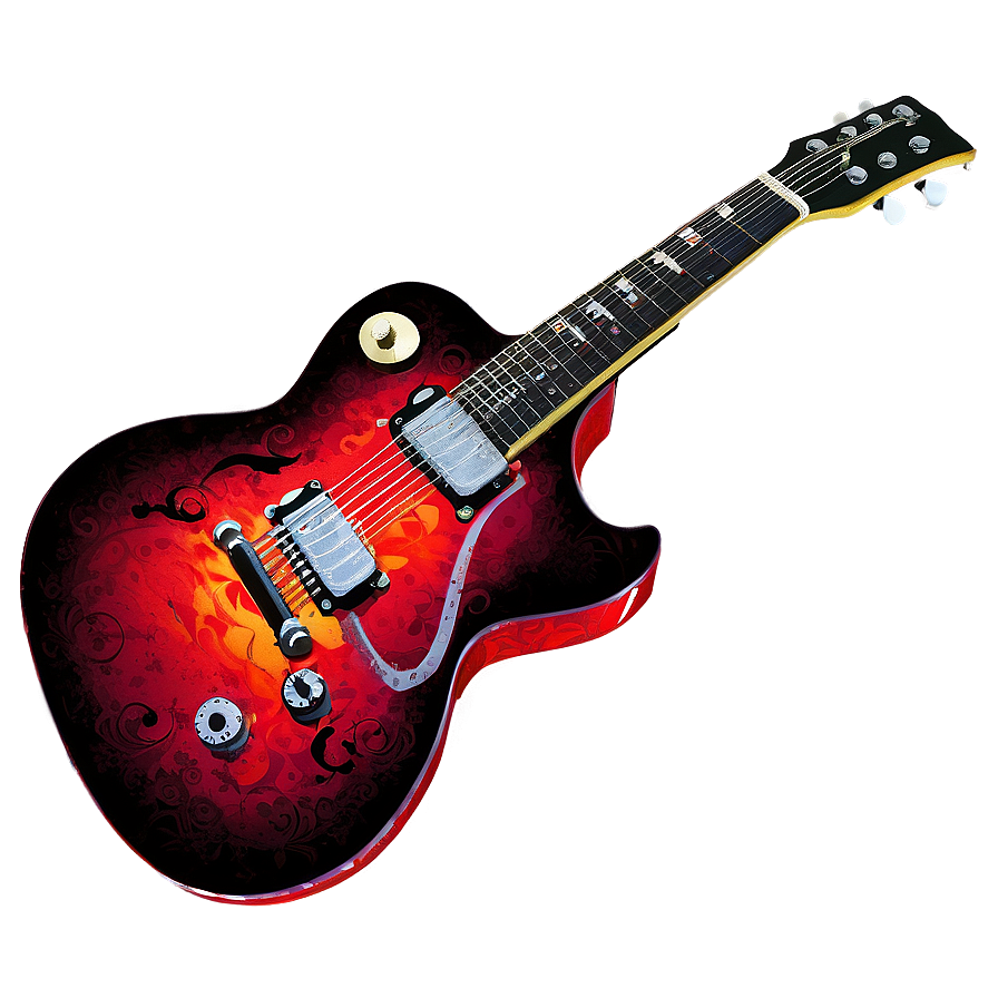 Flaming Red Guitar Png Sqj17