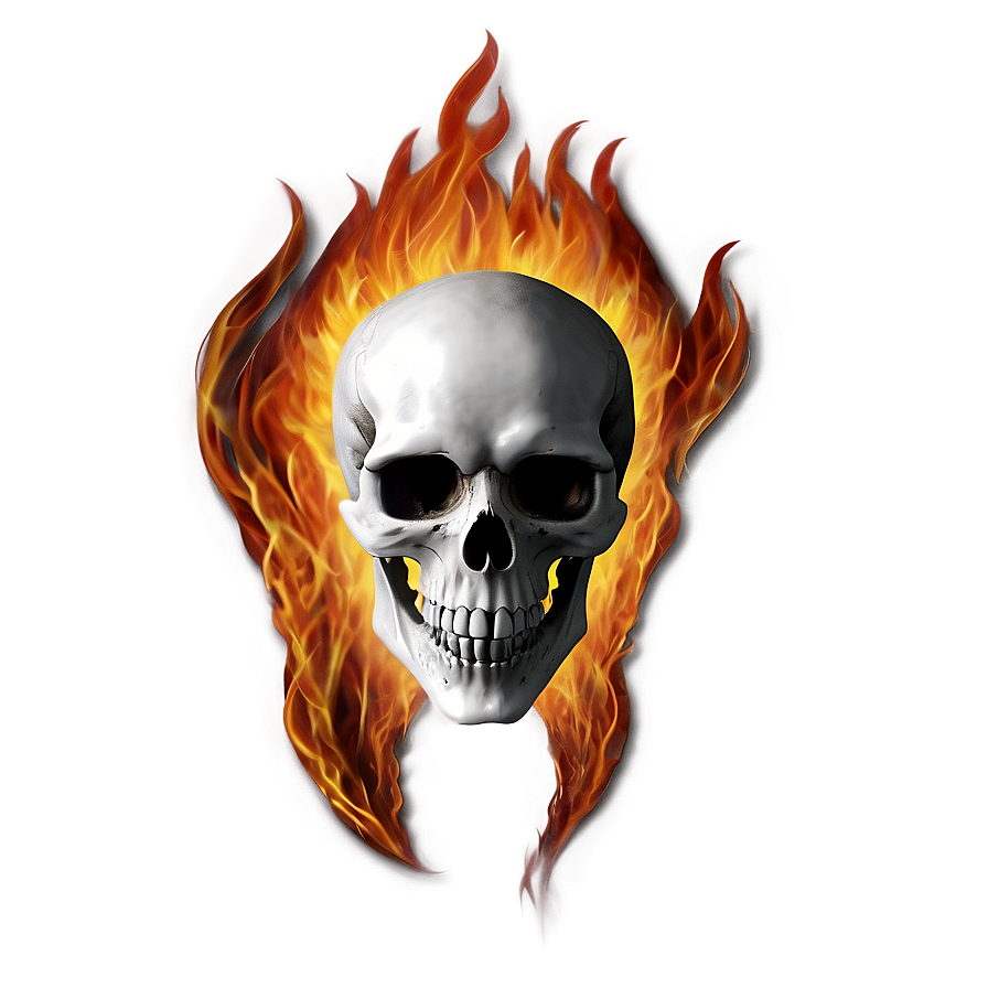 Flaming Skeleton Head Png 64