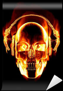 Flaming Skullwith Headphones