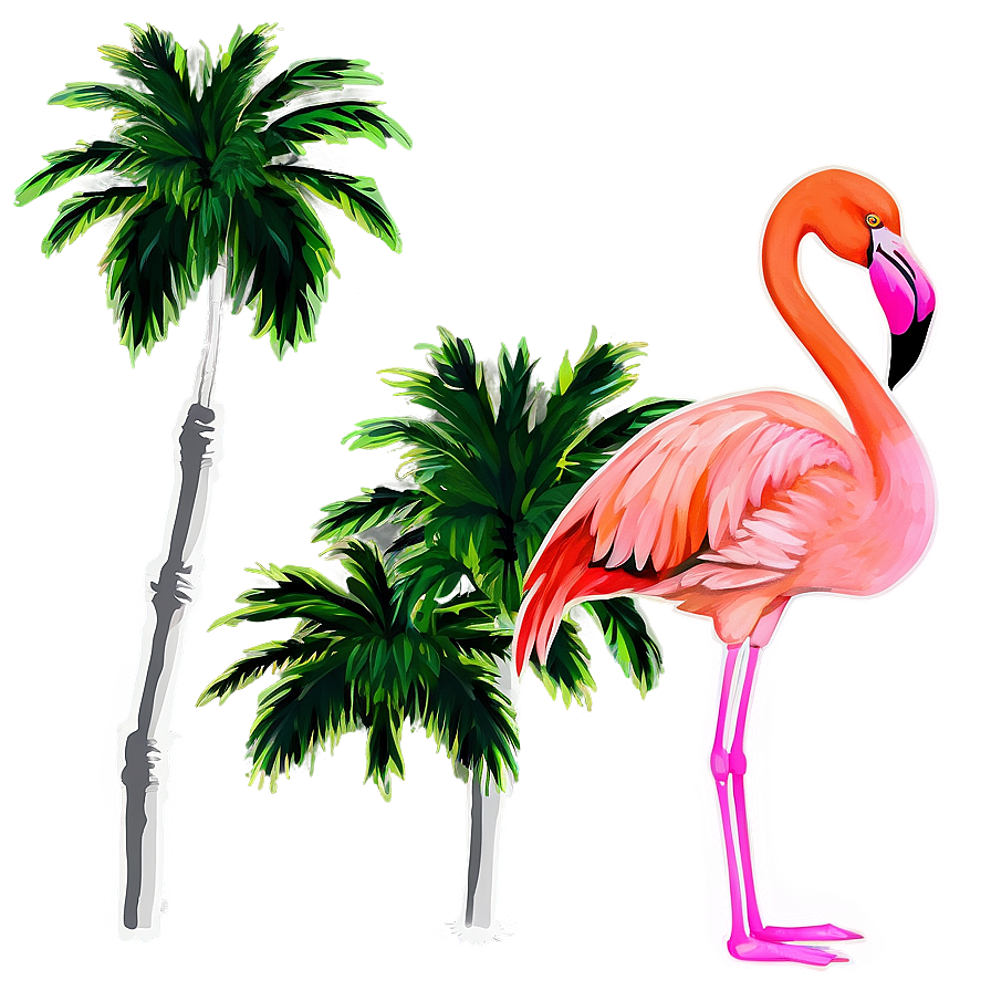 Flamingo And Palm Trees Png Mkn66