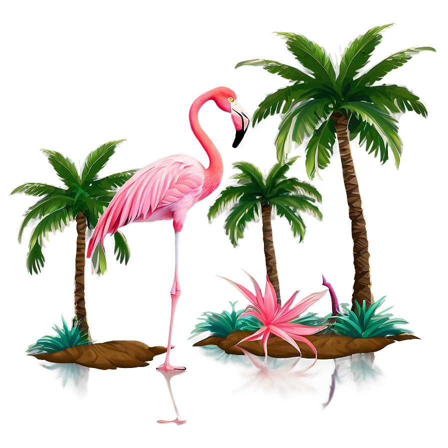 Flamingo And Palm Trees Png Uyr