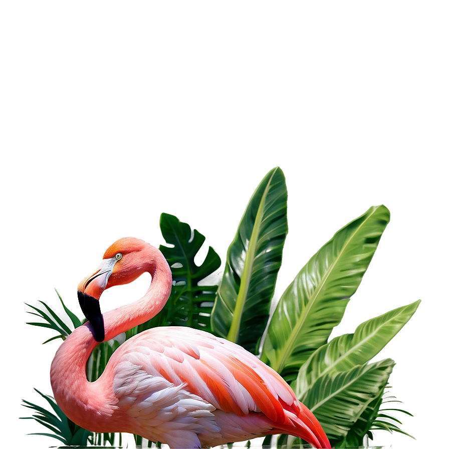 Flamingo In Tropical Garden Png Qgc77