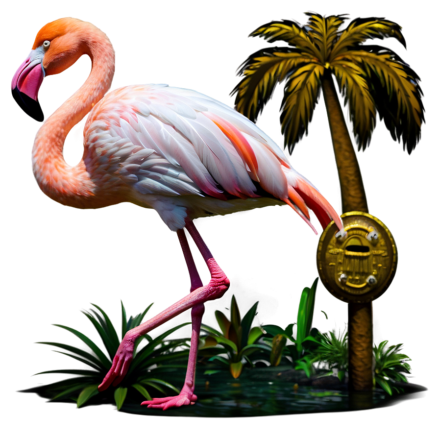 Flamingo In Tropical Paradise Png Xxu34