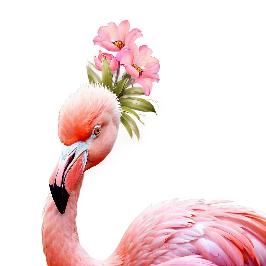 Flamingo With Flower Crown Png Yiq