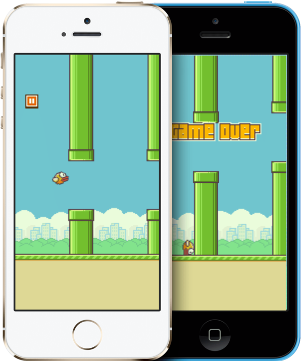 Flappy Bird Gameplayand Game Over Screenshots