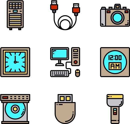 Flat Design Electronics Icons