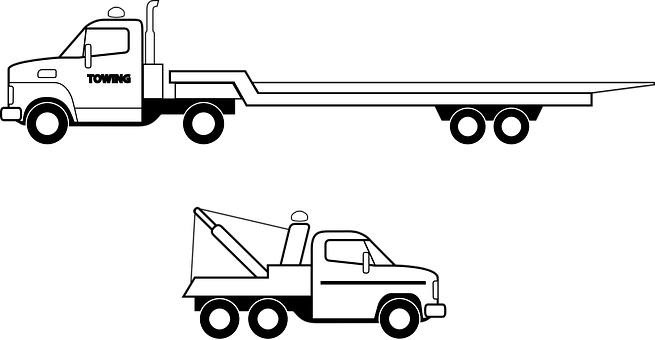 Flatbedand Wrecker Tow Trucks Vector