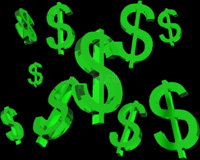 Floating Dollar Signs Black Background