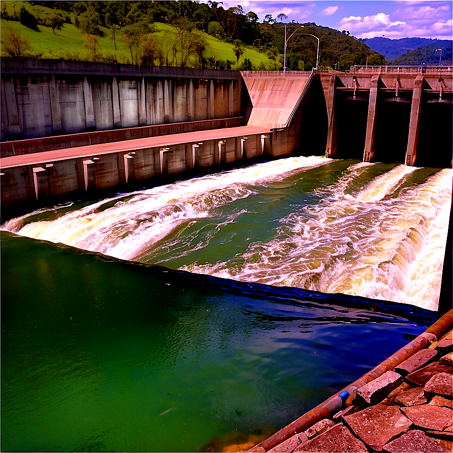 Floodgate Release At Dam Png Mbg